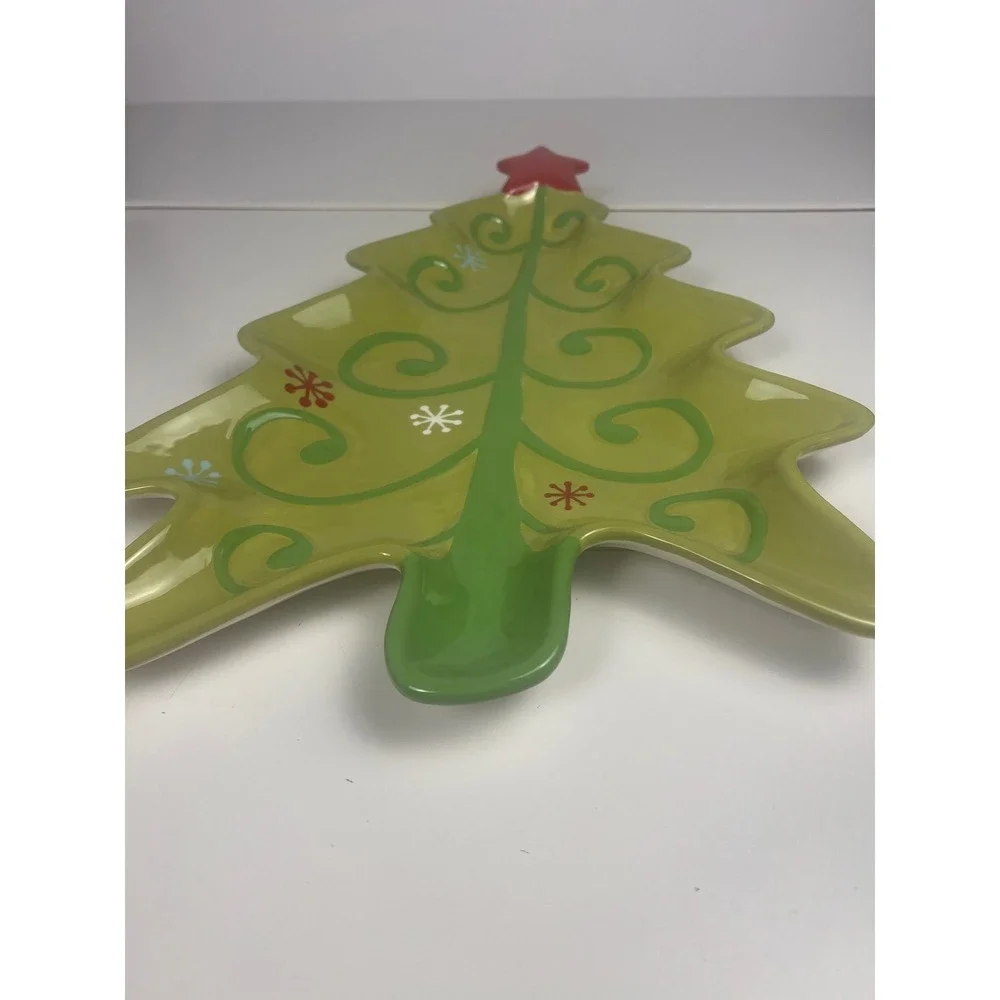Target Holiday 09 Green Ceramic Christmas‎ Tree Serving Platter Tray